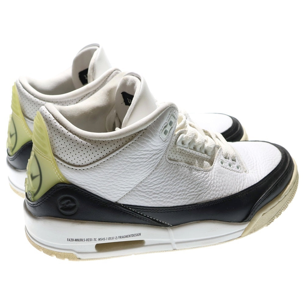 NIKE(ナイキ) ×fragment design AIR JORDAN3 RETRO SP DA3595-100 フラグメントデザイン エアジョーダン3 ミッドカットスニーカー ホワイト/ブラック US8.5/26.5cm