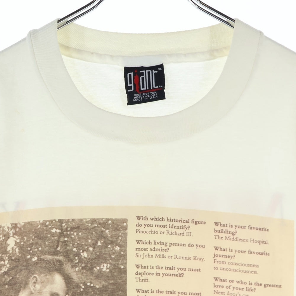 VINTAGE(ヴィンテージ) 90's Morrissey Newspaper GIANT モリッシー ニュースペーパー 両面プリント半袖Tシャツ カットソー ホワイト