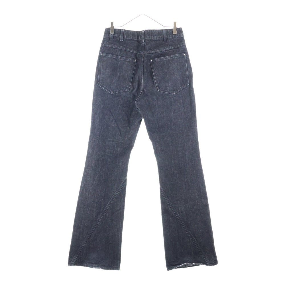 HELIOT EMIL(エリオット・エミル) ダメージ フレア ジップフライ デニムパンツ ブラック