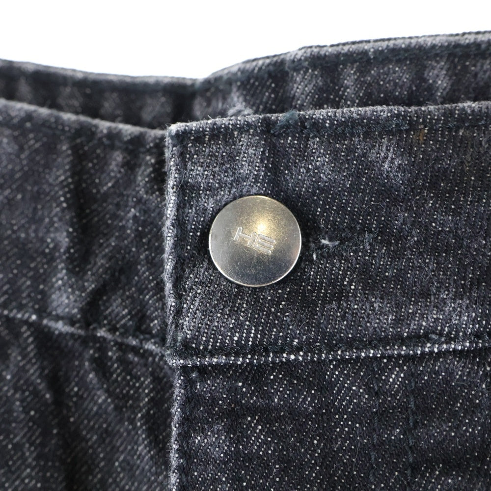 HELIOT EMIL(エリオット・エミル) ダメージ フレア ジップフライ デニムパンツ ブラック