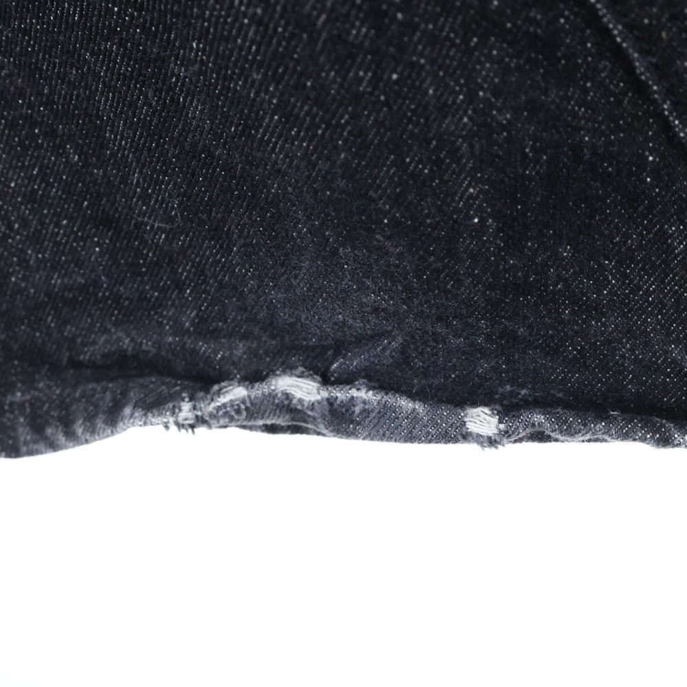 HELIOT EMIL(エリオット・エミル) ダメージ フレア ジップフライ デニムパンツ ブラック