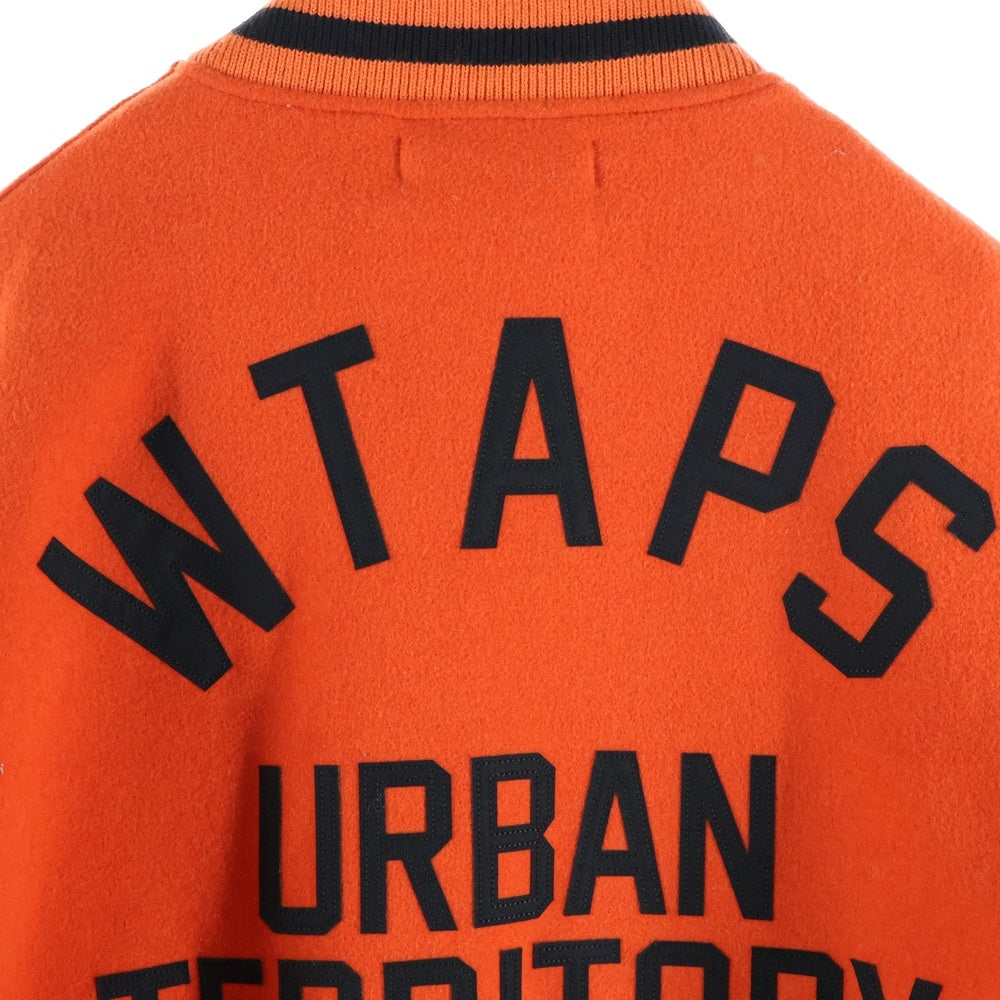 WTAPS(ダブルタップス) 18AW CLUB JACKET バック刺繍ロゴ スリーブ切替 メルトンウール スタジアムジャケット オレンジ/ブラック 182BRDT-JKM04