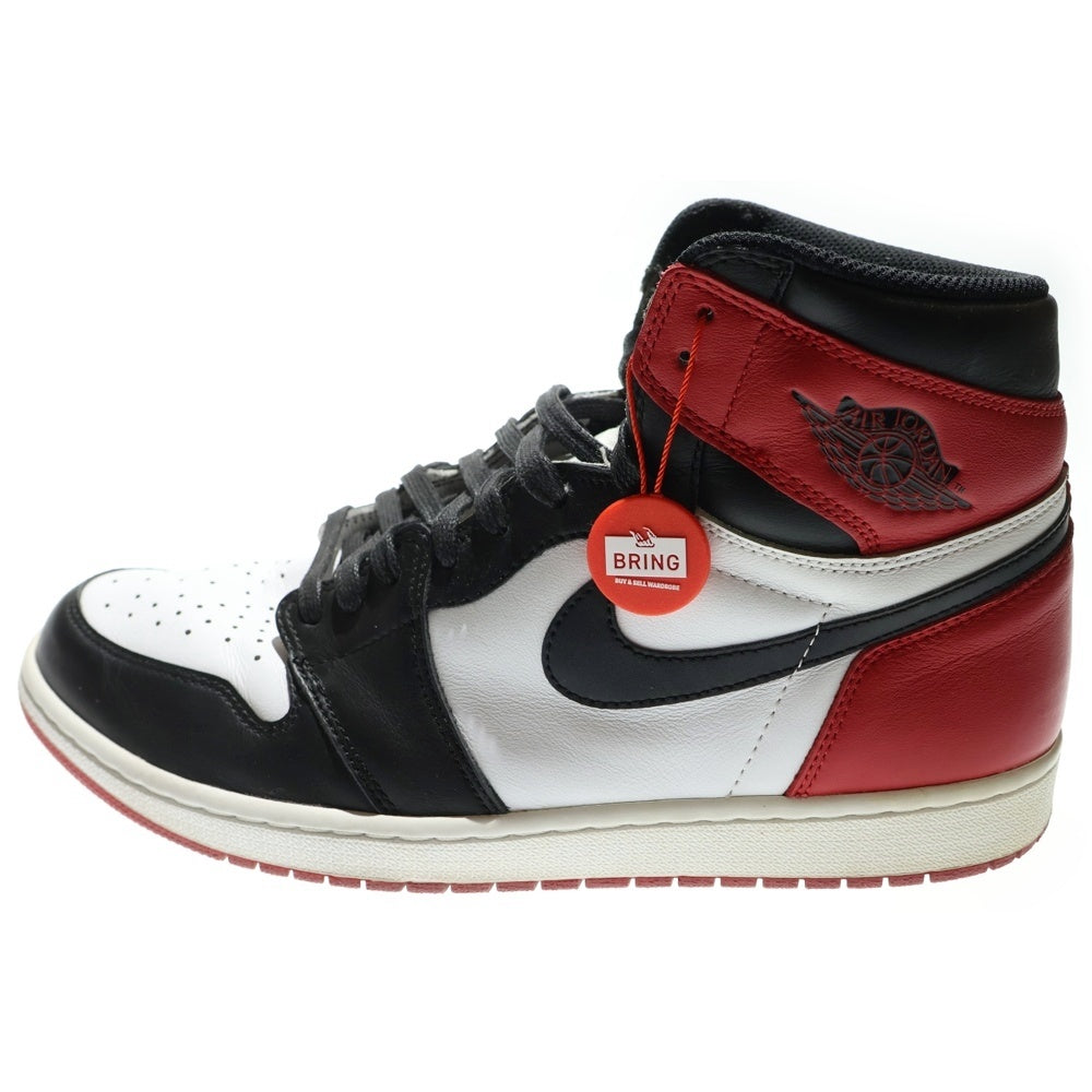 NIKE(ナイキ) AIR JORDAN1 RETRO HIGH OG BLACK TOE 555088-125 エアジョーダン1 ハイカットスニーカー つま黒 ブラック/レッド US12/30cm ※紐社外品