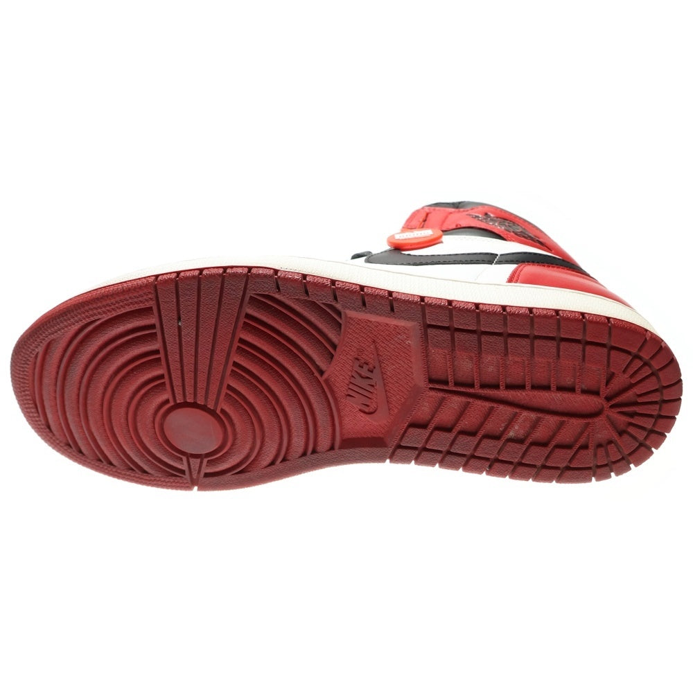 NIKE(ナイキ) AIR JORDAN1 RETRO HIGH OG BLACK TOE 555088-125 エアジョーダン1 ハイカットスニーカー つま黒 ブラック/レッド US12/30cm ※紐社外品