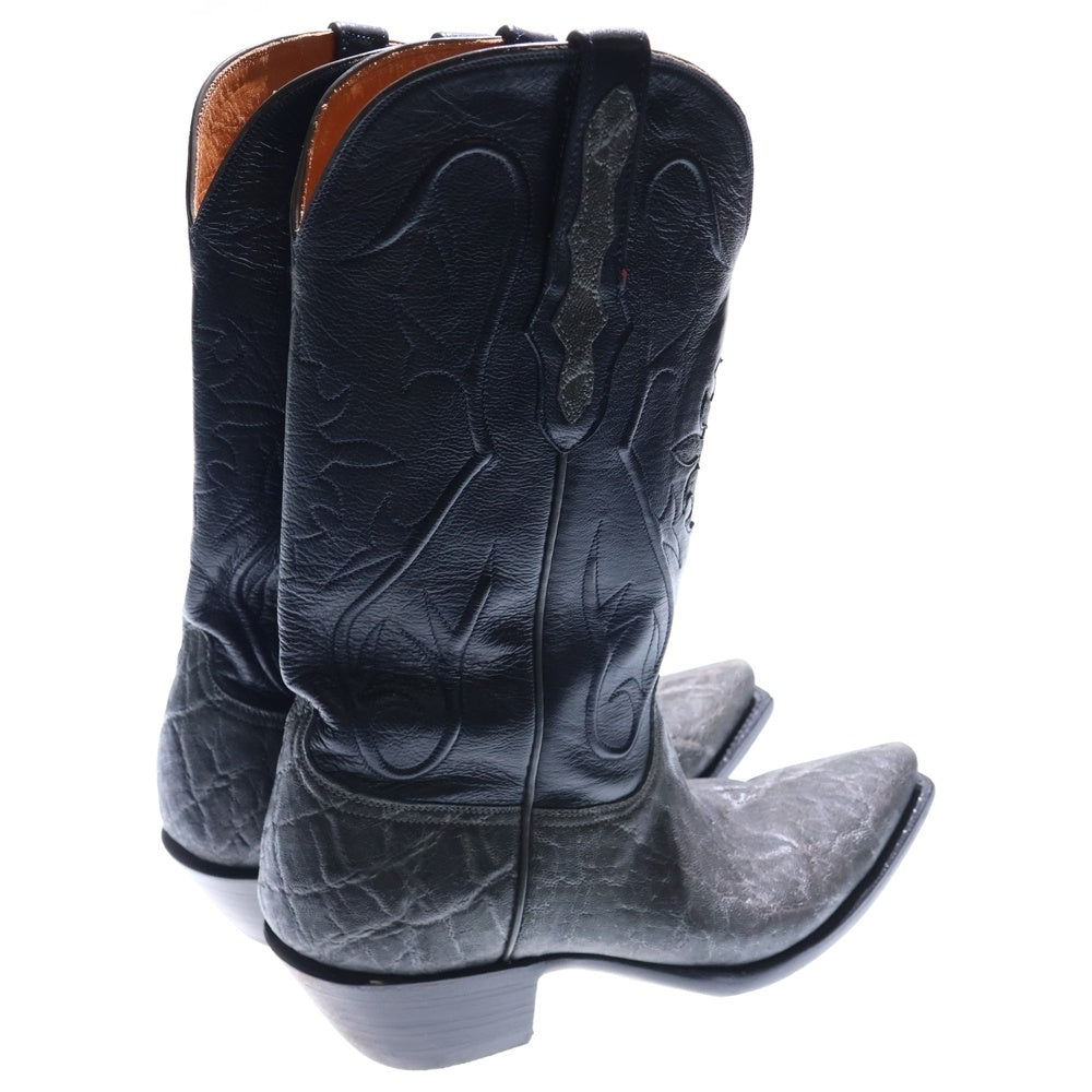 BLACK JACK(ブラックジャック) レザー切り替え エキゾチックレザー 象革 ウエスタンブーツ シューズ ブラック/グレー