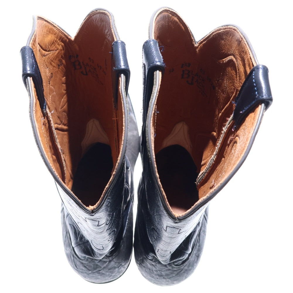 BLACK JACK(ブラックジャック) レザー切り替え エキゾチックレザー 象革 ウエスタンブーツ シューズ ブラック/グレー