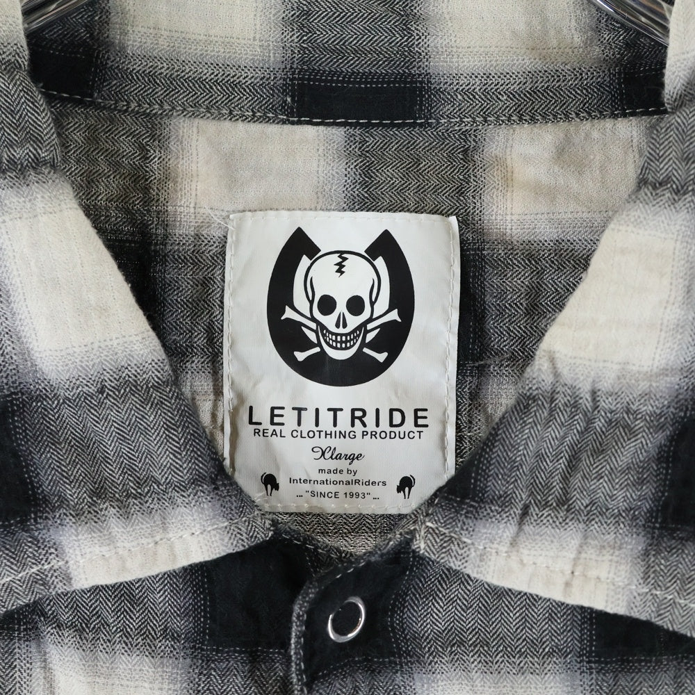 Let it Ride(レットイットライド) チェック柄 半袖シャツ ブラック