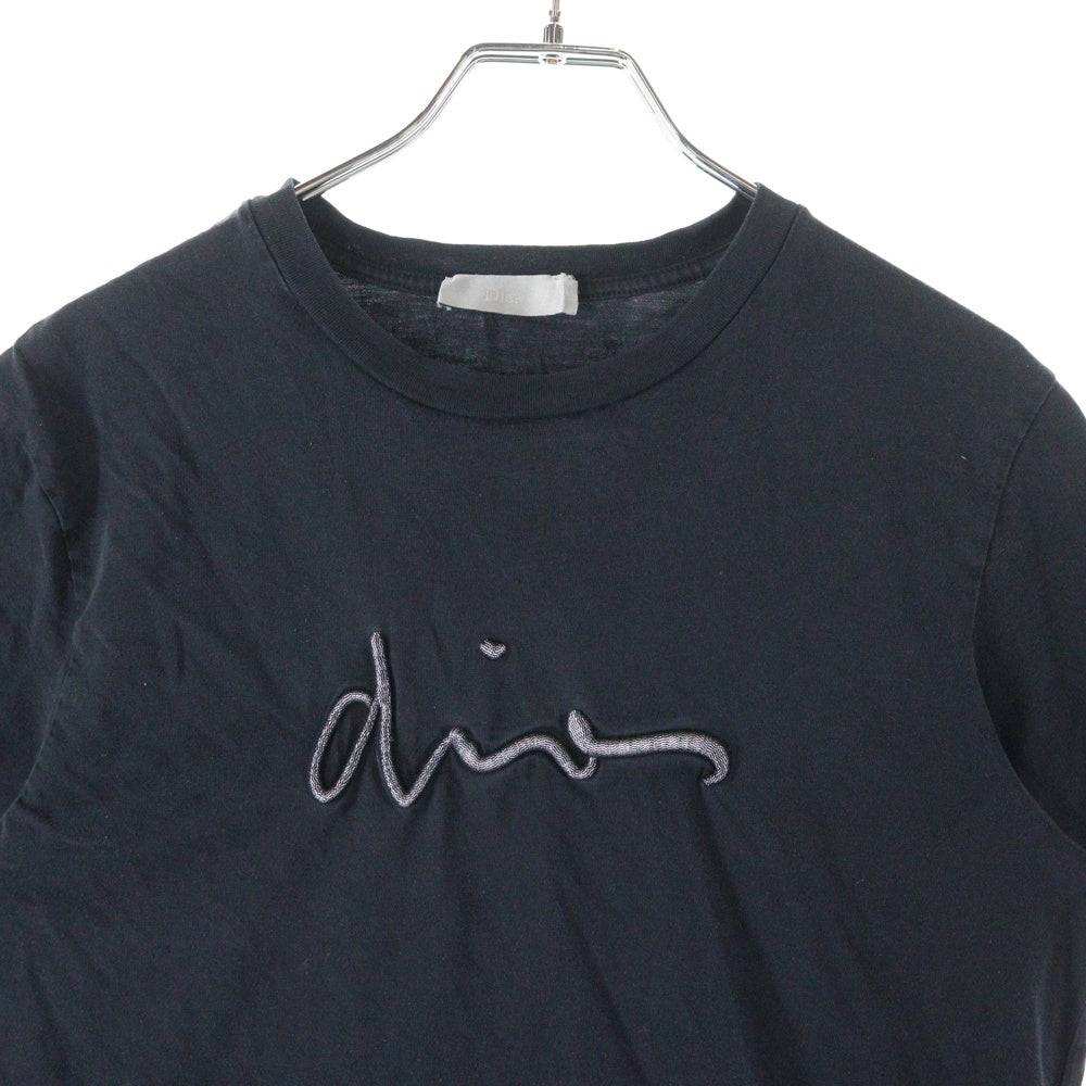 DIOR(ディオール) 17AW 立体ロゴ刺繍 クルーネック半袖Tシャツ ブラック 733J603W3610