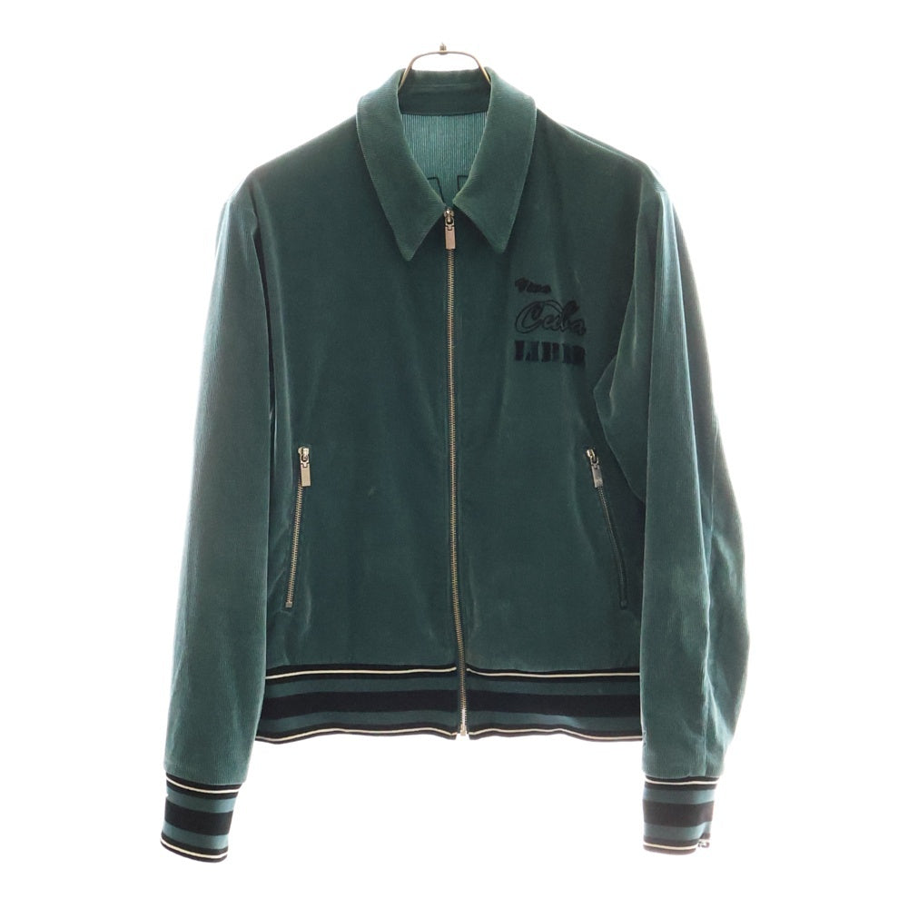 lucien pellat-finet(ルシアンペラフィネ) HAVANAロゴ フロントジップ コーデュロイジャケット グリーン YMP-952H