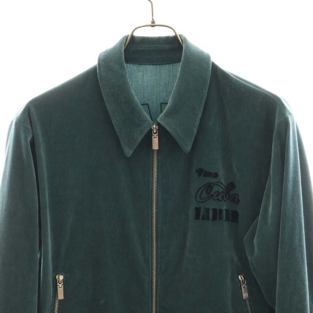 lucien pellat-finet(ルシアンペラフィネ) HAVANAロゴ フロントジップ コーデュロイジャケット グリーン YMP-952H