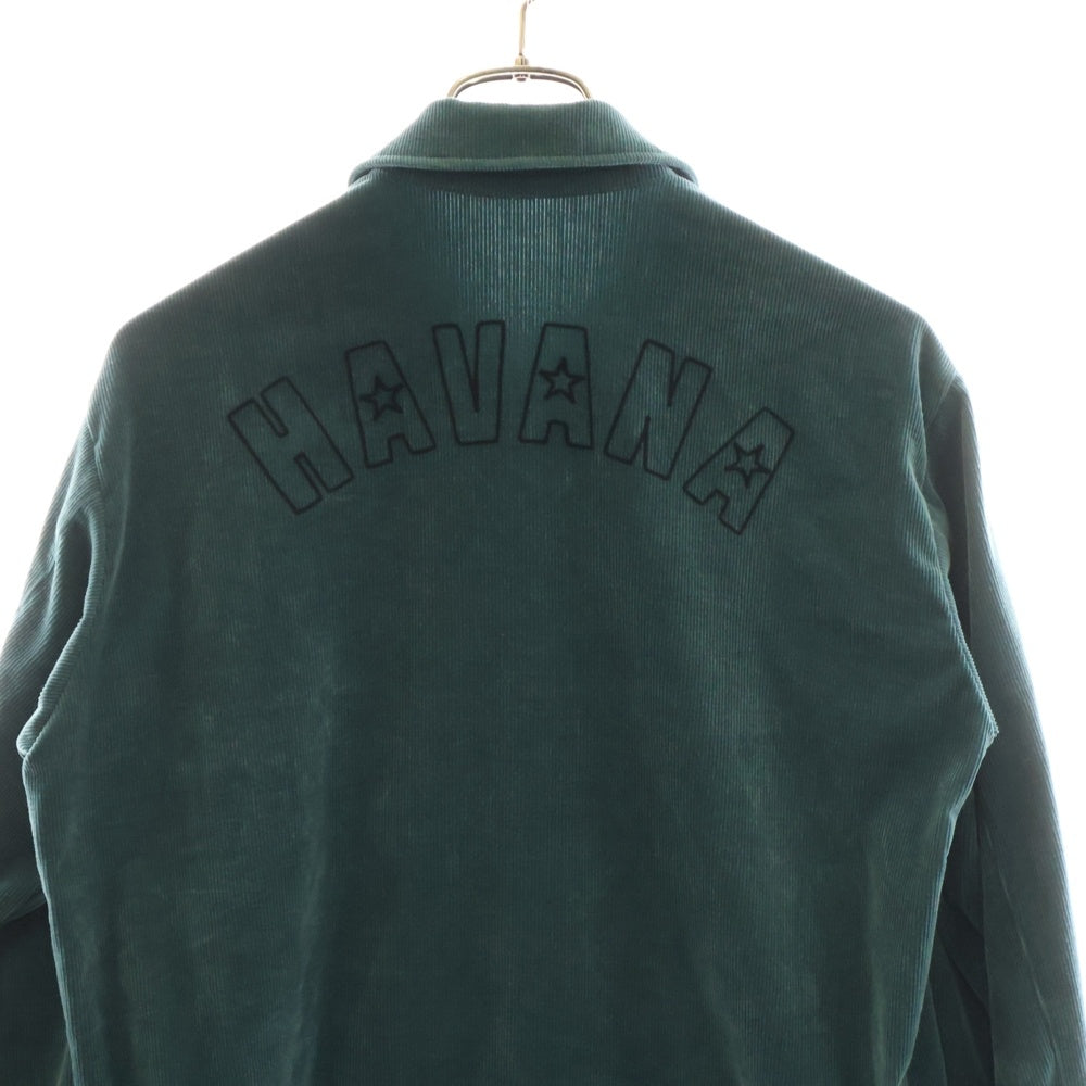 lucien pellat-finet(ルシアンペラフィネ) HAVANAロゴ フロントジップ コーデュロイジャケット グリーン YMP-952H