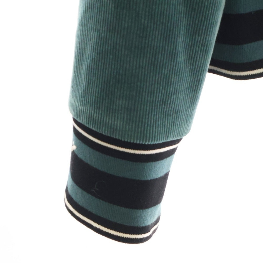 lucien pellat-finet(ルシアンペラフィネ) HAVANAロゴ フロントジップ コーデュロイジャケット グリーン YMP-952H