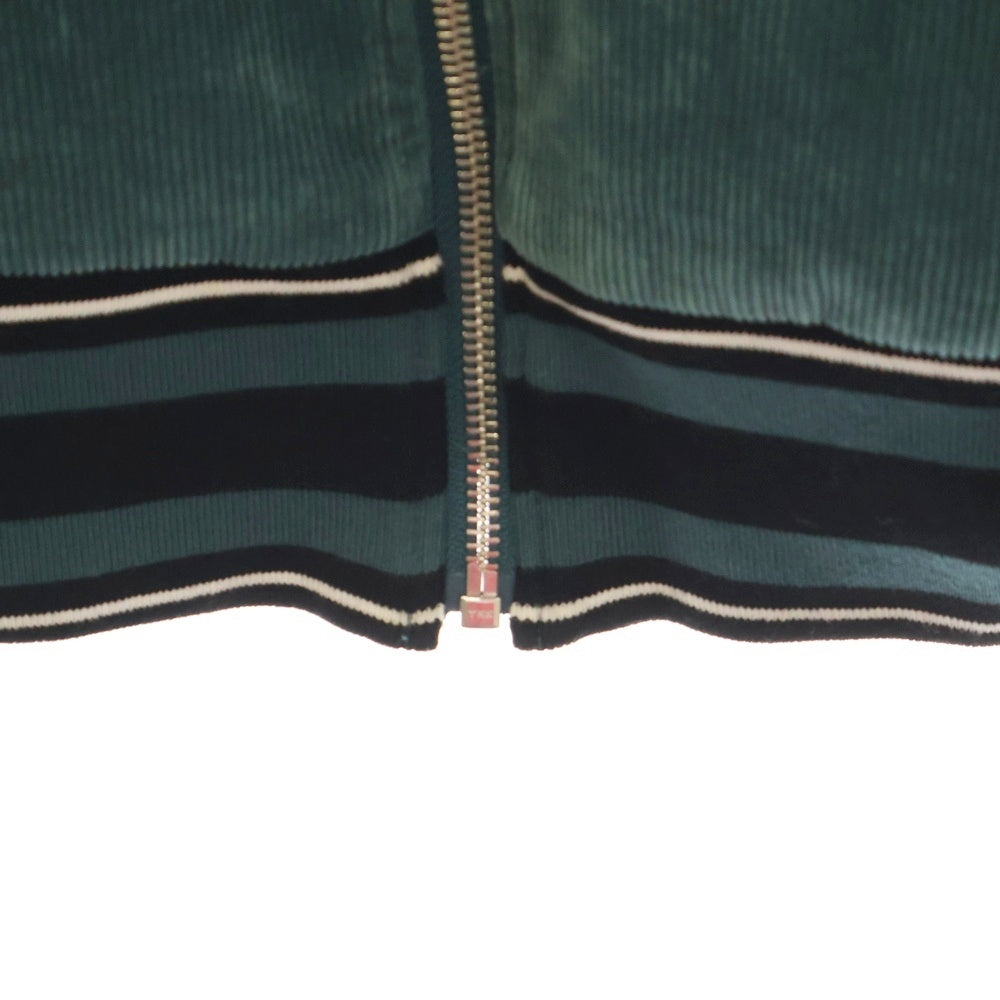 lucien pellat-finet(ルシアンペラフィネ) HAVANAロゴ フロントジップ コーデュロイジャケット グリーン YMP-952H