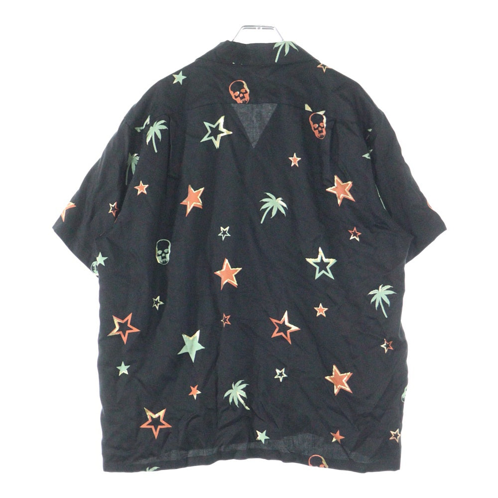 lucien pellat-finet(ルシアンペラフィネ) スカル/デザインプリント ハワイアン 半袖シャツ ブラック YMP-946H