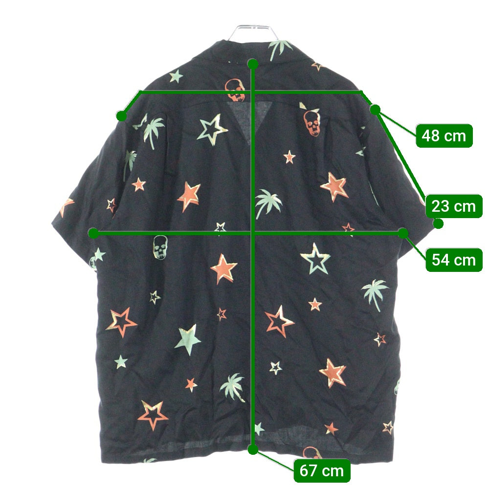 lucien pellat-finet(ルシアンペラフィネ) スカル/デザインプリント ハワイアン 半袖シャツ ブラック YMP-946H