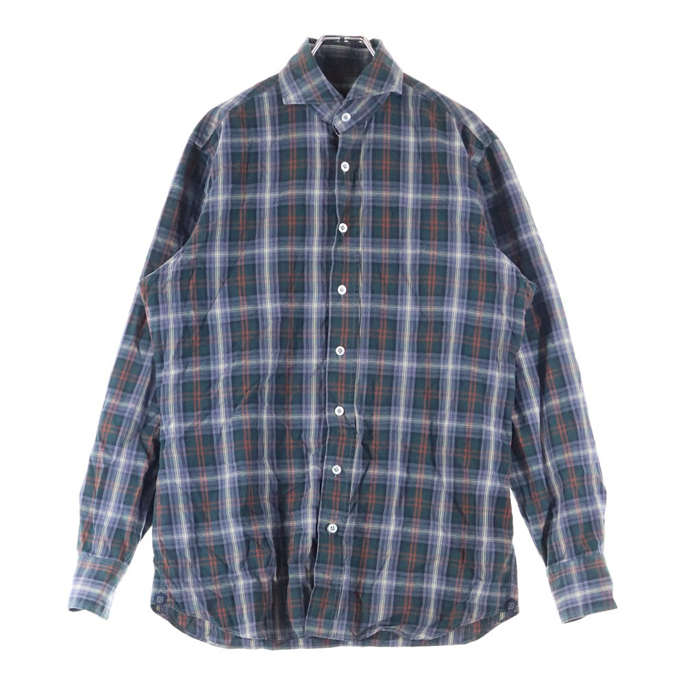 LARDINI(ラルディーニ) IMCIRO チェック柄 ドレス長袖シャツ ダークグレー