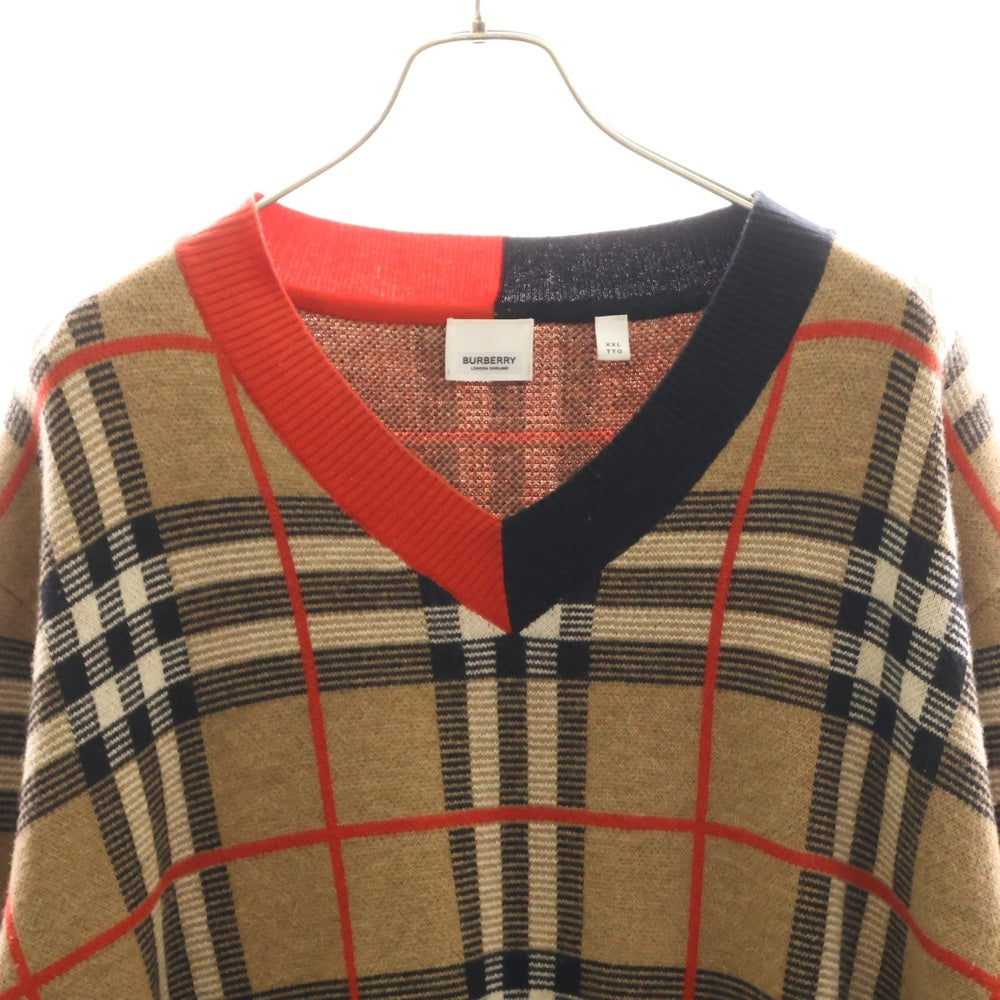 BURBERRY(バーバリー) 20SS Check Merio Wool Jacquard Sweater ノバチェック柄 ニット セーター ブラウン 8023664