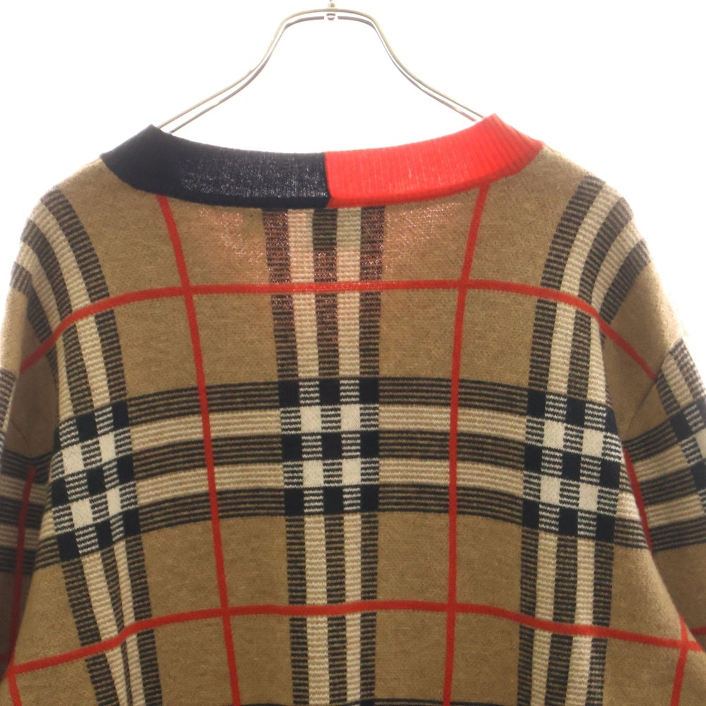 BURBERRY(バーバリー) 20SS Check Merio Wool Jacquard Sweater ノバチェック柄 ニット セーター ブラウン 8023664