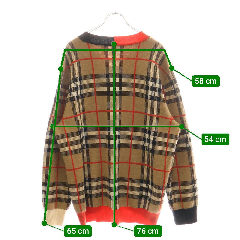 BURBERRY(バーバリー) 20SS Check Merio Wool Jacquard Sweater ノバチェック柄 ニット セーター ブラウン 8023664
