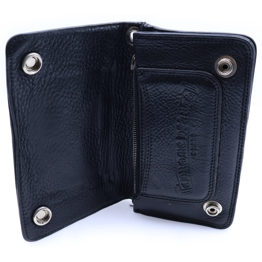 CHROME HEARTS(クロムハーツ) 1ZIP CROSS PATCH 1ジップ クロスパッチ クロスボタン レザーウォレット 財布 ブラック