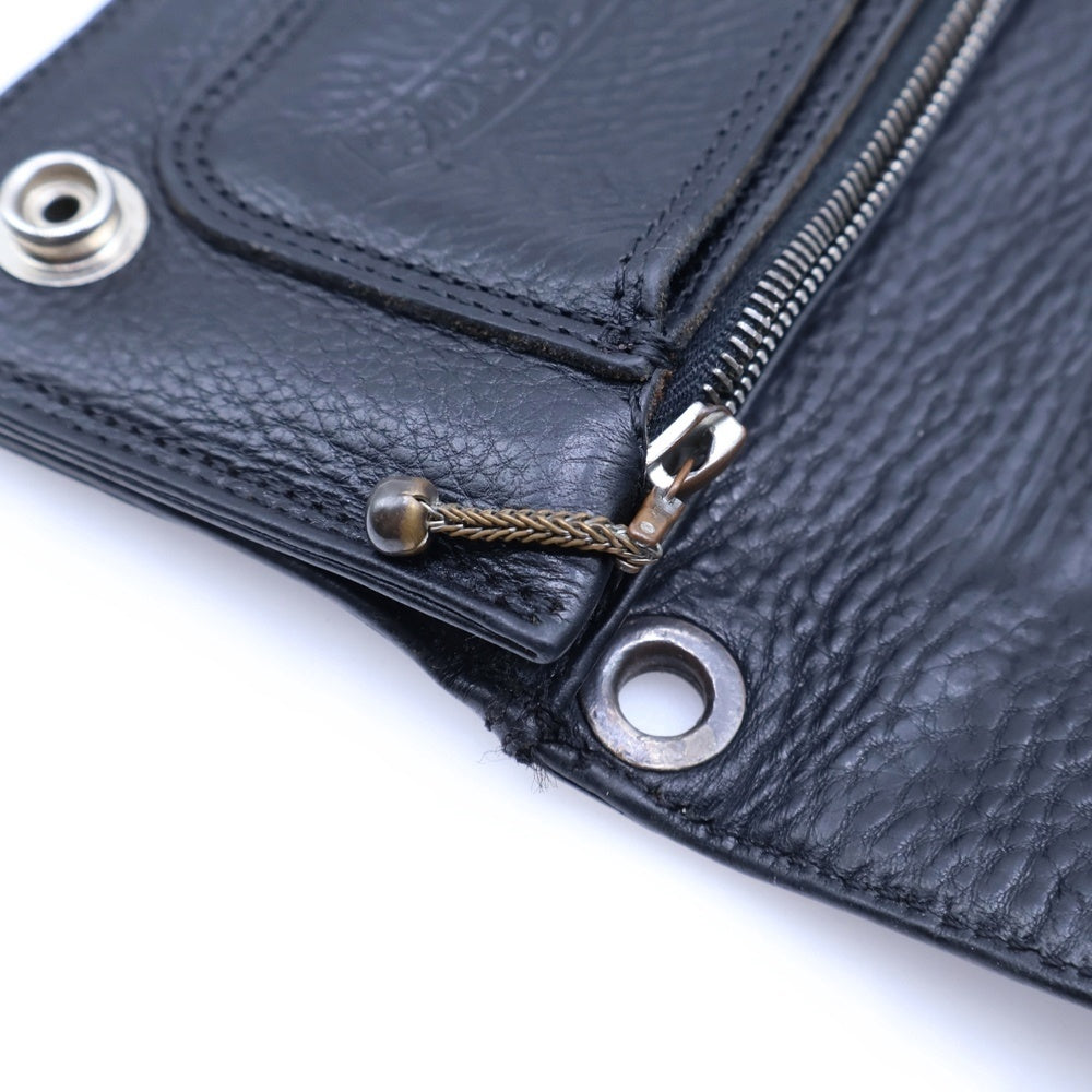 CHROME HEARTS(クロムハーツ) 1ZIP CROSS PATCH 1ジップ クロスパッチ クロスボタン レザーウォレット 財布 ブラック