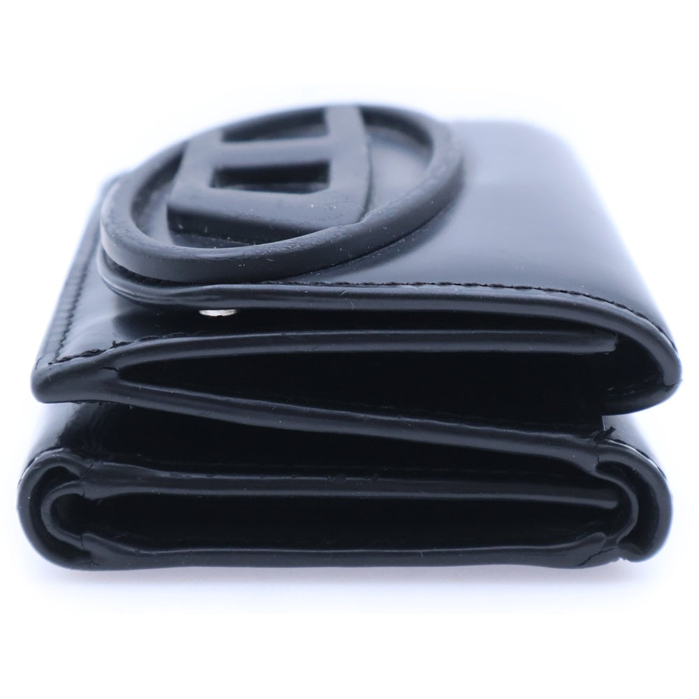 DIESEL(ディーゼル) オーバルロゴ 三つ折り財布 コンパクトウォレット ブラック レザー X09887