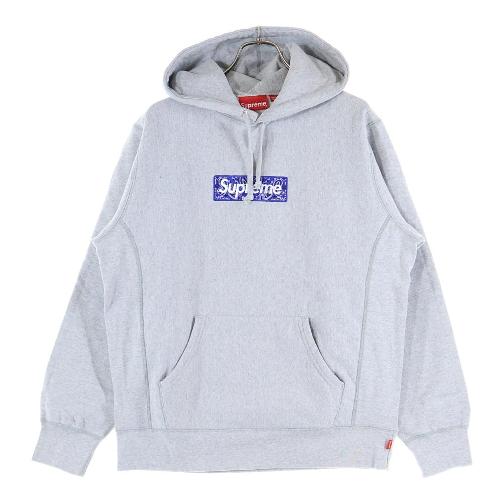 SUPREME(シュプリーム) 19AW Bandana Box Logo Hooded Sweatshirt バンダナ ボックスロゴ プルオーバー スウェット パーカー グレー/ブルー