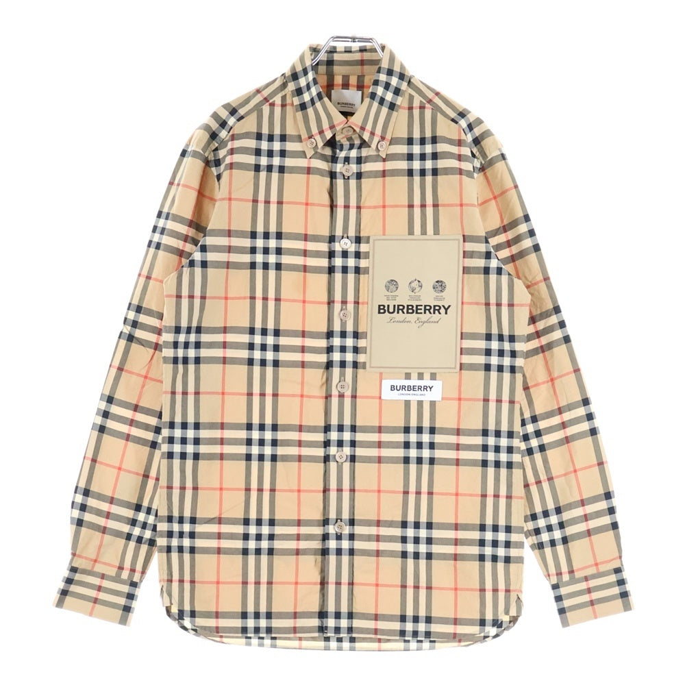 BURBERRY(バーバリー) ロゴアップリケ ノバチェック 長袖 シャツ ベージュ 8057461