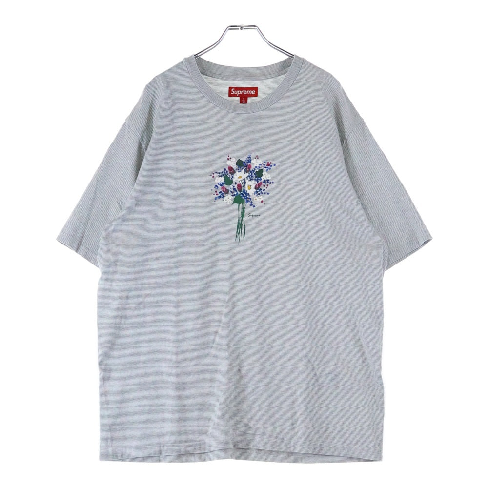 SUPREME(シュプリーム) 24SS Bouquet S/S Top ブーケ ロゴプリント ボーダー クルーネック半袖Tシャツ カットソー グレー