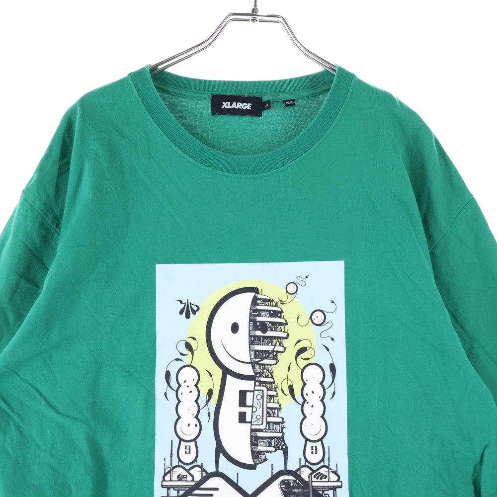 X-LARGE(エクストララージ) フロントプリント 長袖Tシャツ カットソー グリーン 101203011064