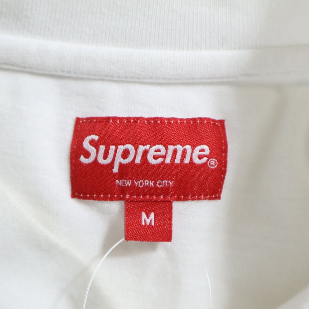 SUPREME(シュプリーム) 22AW Mock Neck L/S Top モックネック ワンポイントロゴ 刺繍 長袖Tシャツ カットソー ホワイト