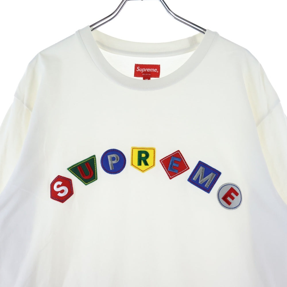 SUPREME(シュプリーム) 21AW Geo Arc L/S Top ゲオアーク ワッペン刺繍 長袖Tシャツ カットソー ホワイト