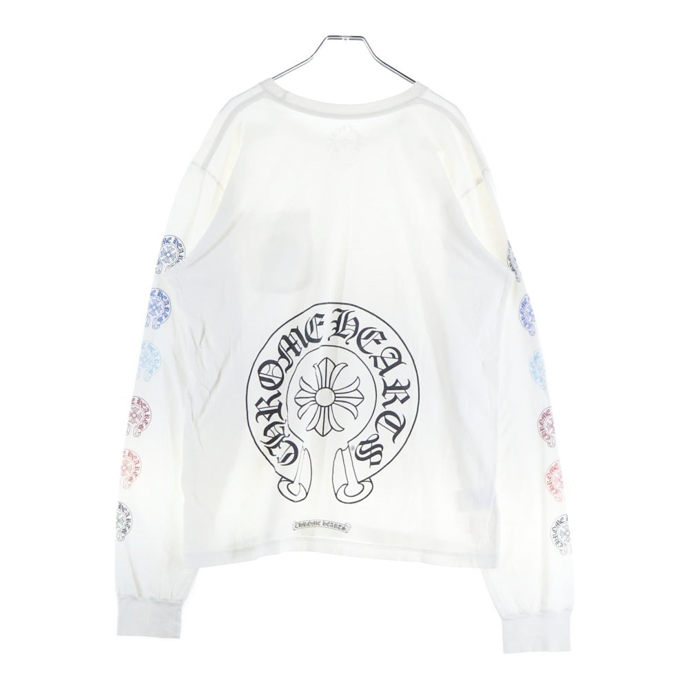 CHROME HEARTS(クロムハーツ) Multi Color Horseshoe L/S Tee マルチカラー ホースシュー プリント ロングスリーブ Tシャツ 長袖カットソー ホワイト
