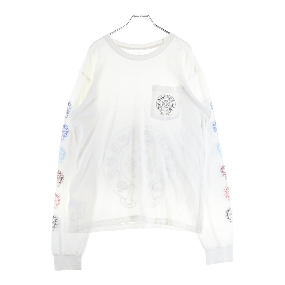 CHROME HEARTS(クロムハーツ) Multi Color Horseshoe L/S Tee マルチカラー ホースシュー プリント ロングスリーブ Tシャツ 長袖カットソー ホワイト