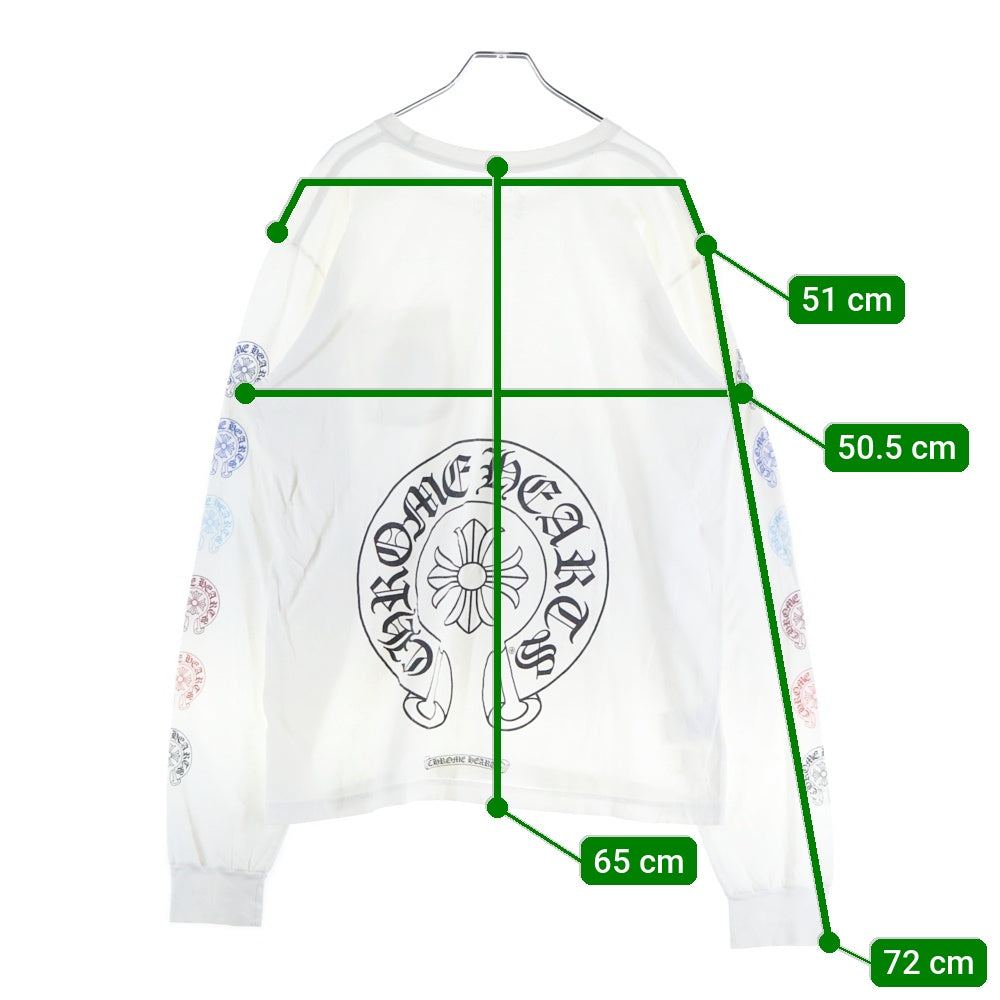 CHROME HEARTS(クロムハーツ) Multi Color Horseshoe L/S Tee マルチカラー ホースシュー プリント ロングスリーブ Tシャツ 長袖カットソー ホワイト
