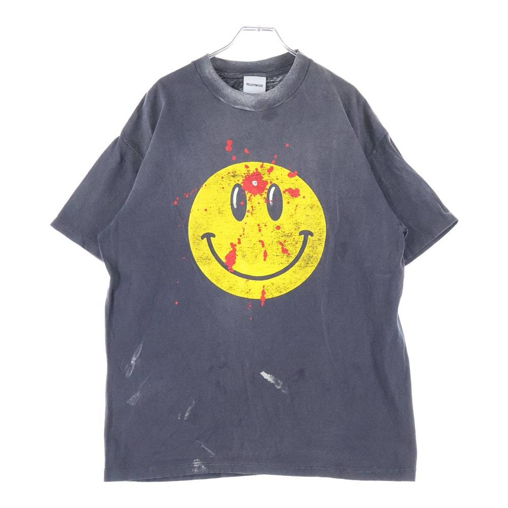 READY MADE(レディメイド) SMILE TEE スマイルプリント コットンクルーネック半袖Tシャツ ブラック RE-CO-BK-00-00-279