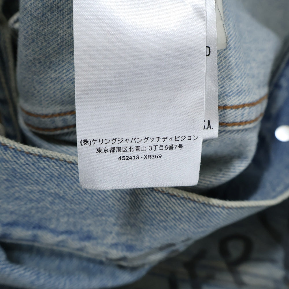 GUCCI(グッチ) 17SS レオパード切替デニムジャケット インディゴ 452413 XR359