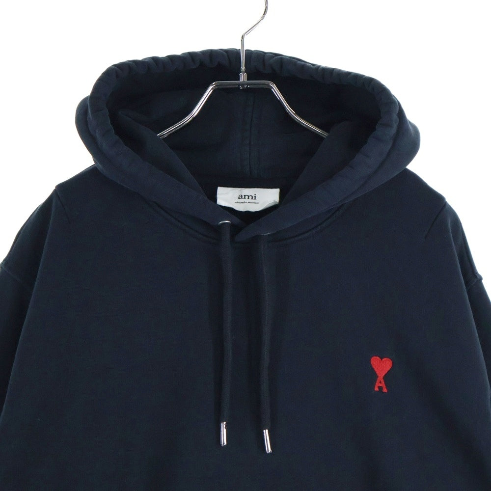 AMI Alexandre Mattiussi(アミアレクサンドルマテュッシ) フロントハートロゴ スウェットプルオーバーパーカー ブラック BFHJ008.730