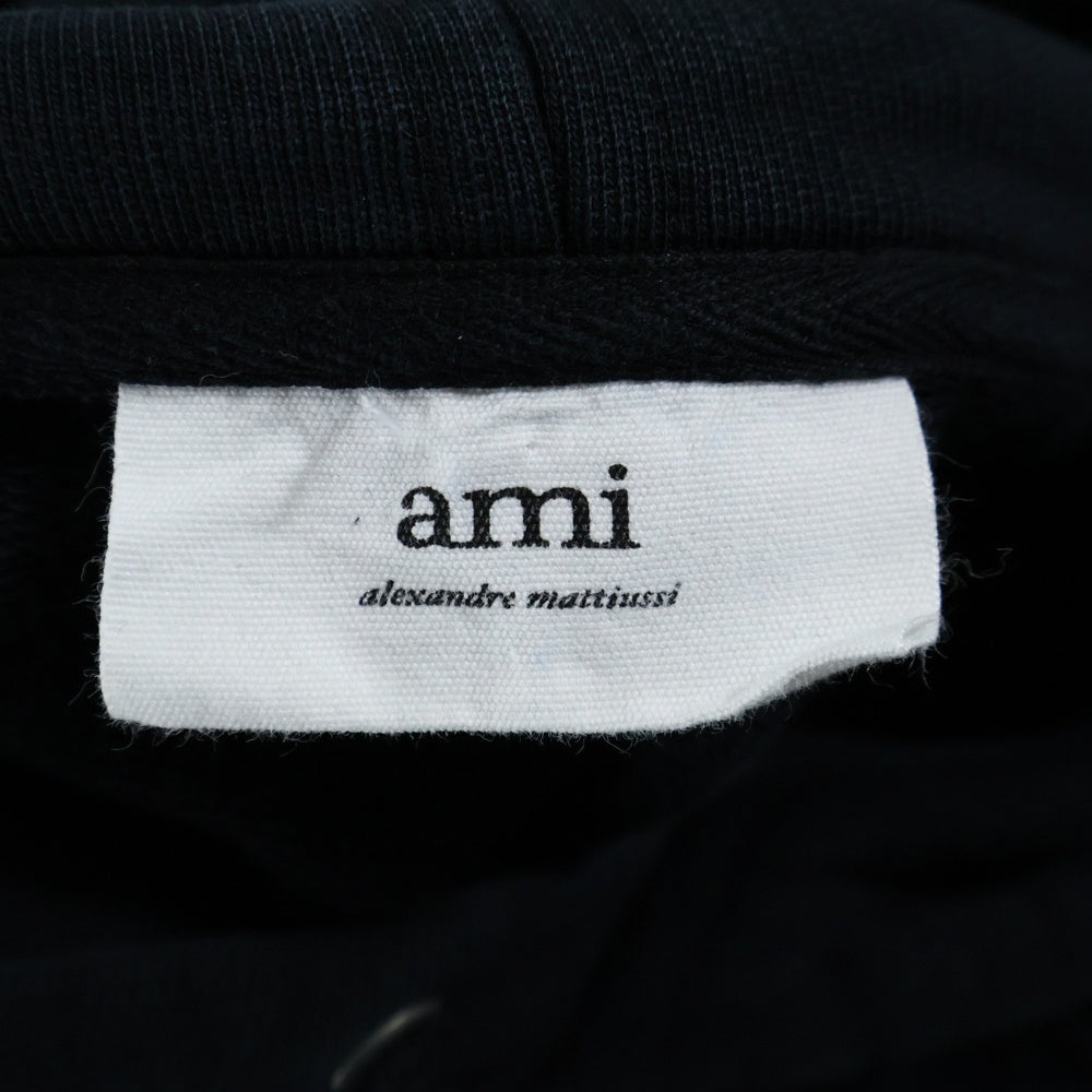 AMI Alexandre Mattiussi(アミアレクサンドルマテュッシ) フロントハートロゴ スウェットプルオーバーパーカー ブラック BFHJ008.730