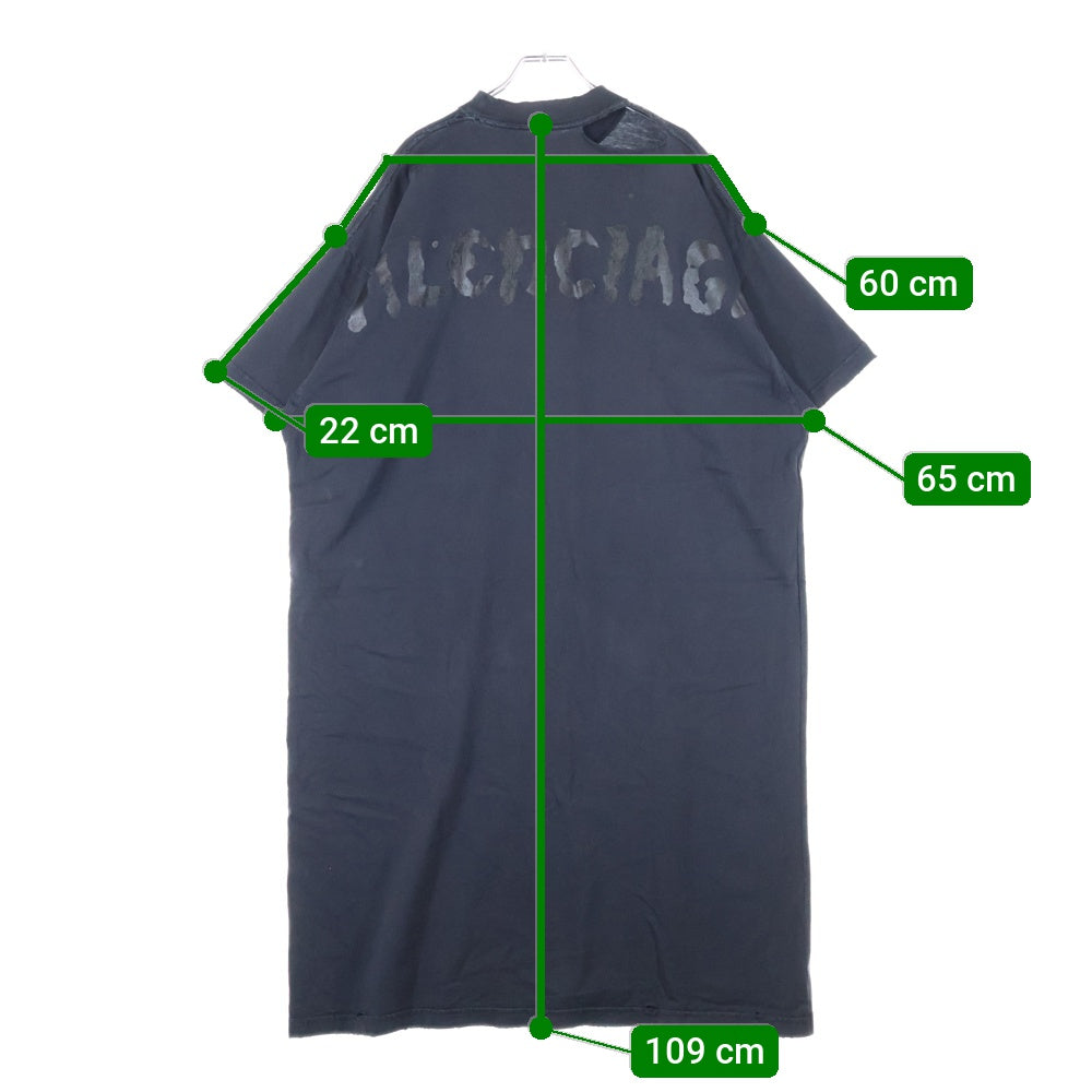 BALENCIAGA(バレンシアガ) 25SS PAINTED Tshirt Dress ペインテッド 半袖Tシャツ ドレス カットソー ワンピース ブラック レディース 777750 TRVT9