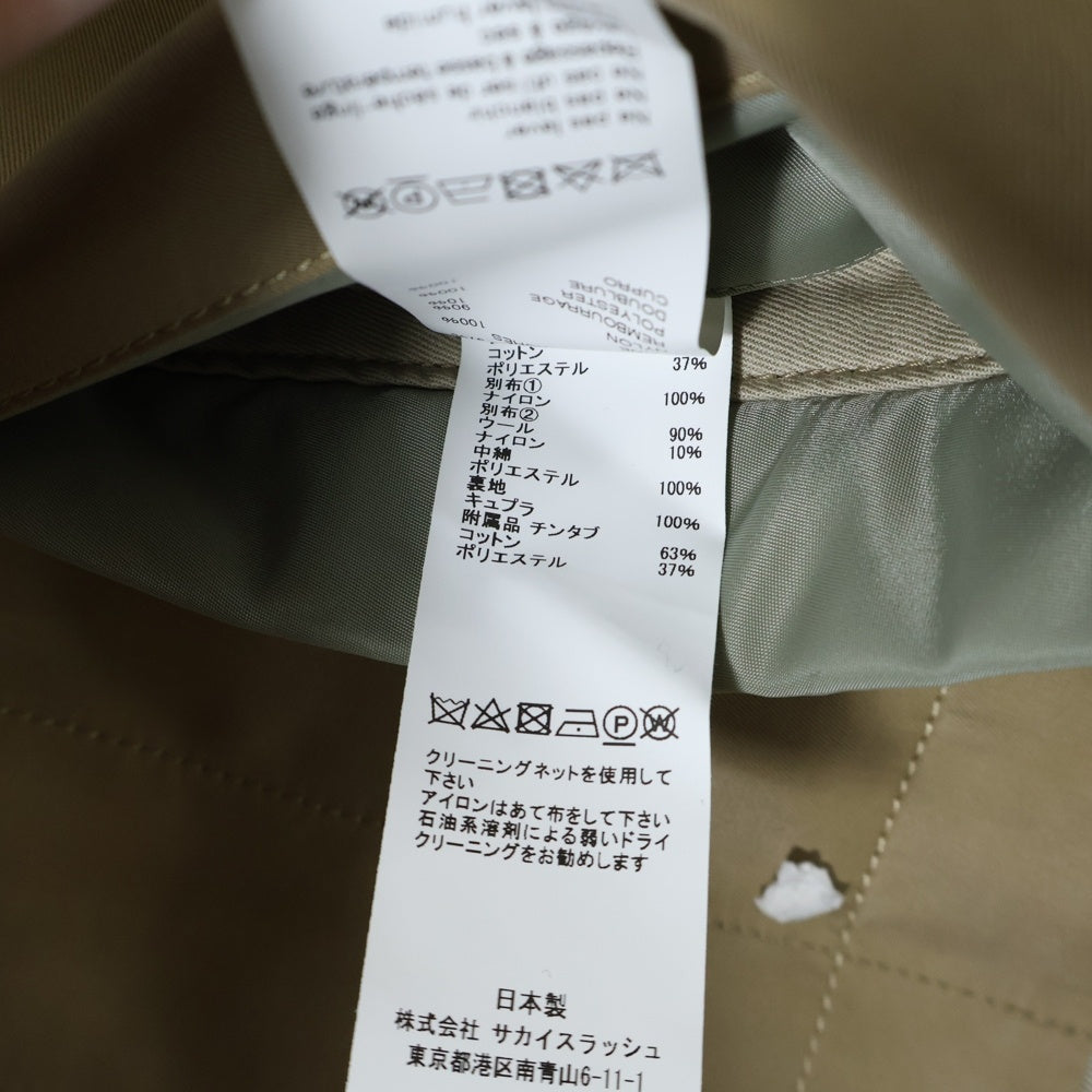 Sacai(サカイ) 24SS Gabardine And Twill Jacket ギャバジン&ツイル ジャケット ベージュ/カーキ レディース 24-07076