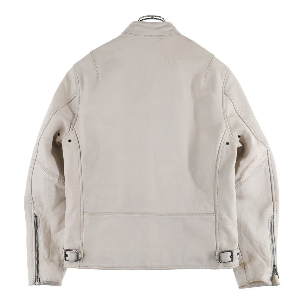 AVIREX(アヴィレックス) AGED LEATHER SINGLE RIDERS エイジド加工 シープベジタブルレザー 羊革 スタンドカラー シングルライダース レザージャケット ホワイト 783-2250012