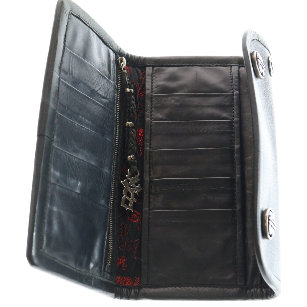 Bill Wall Leather/BWL(ビルウォールレザー) クラウンBマーク カウハイド レザーロングウォレット 長財布 ブラック