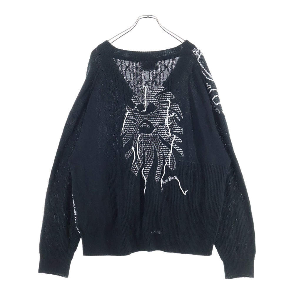 A BATHING APE(アベイシングエイプ) BAPE Black Logo Cardigan ベイプブラック ロゴカーディガン ニット ブラック BBKCDM120002M