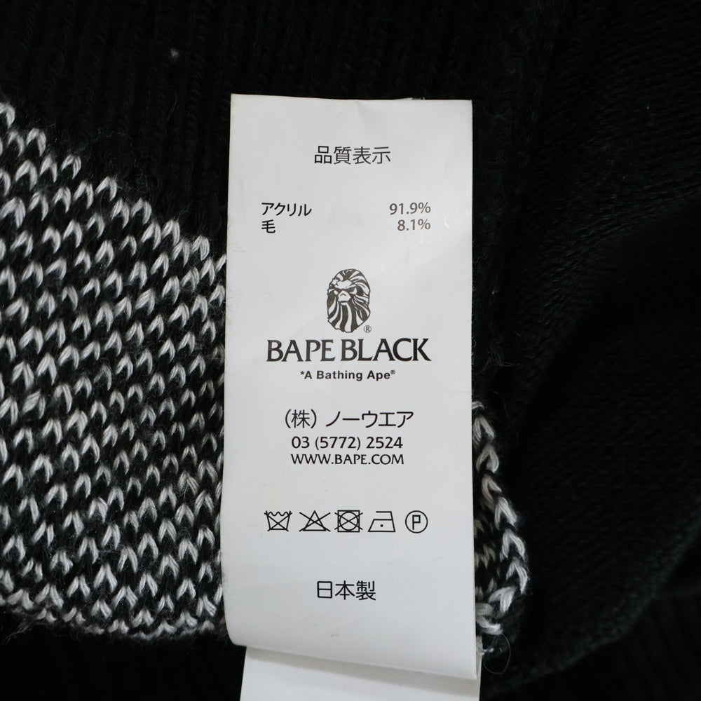 A BATHING APE(アベイシングエイプ) BAPE Black Logo Cardigan ベイプブラック ロゴカーディガン ニット ブラック BBKCDM120002M
