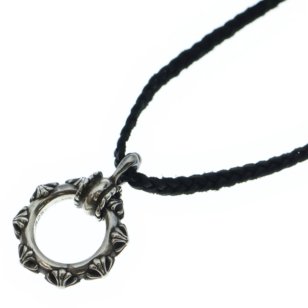 CHROME HEARTS(クロムハーツ) EWLP CROSS BAND アイウェアループ クロスバンド WITH レザーブレード ネックレストップ シルバー/ブラック