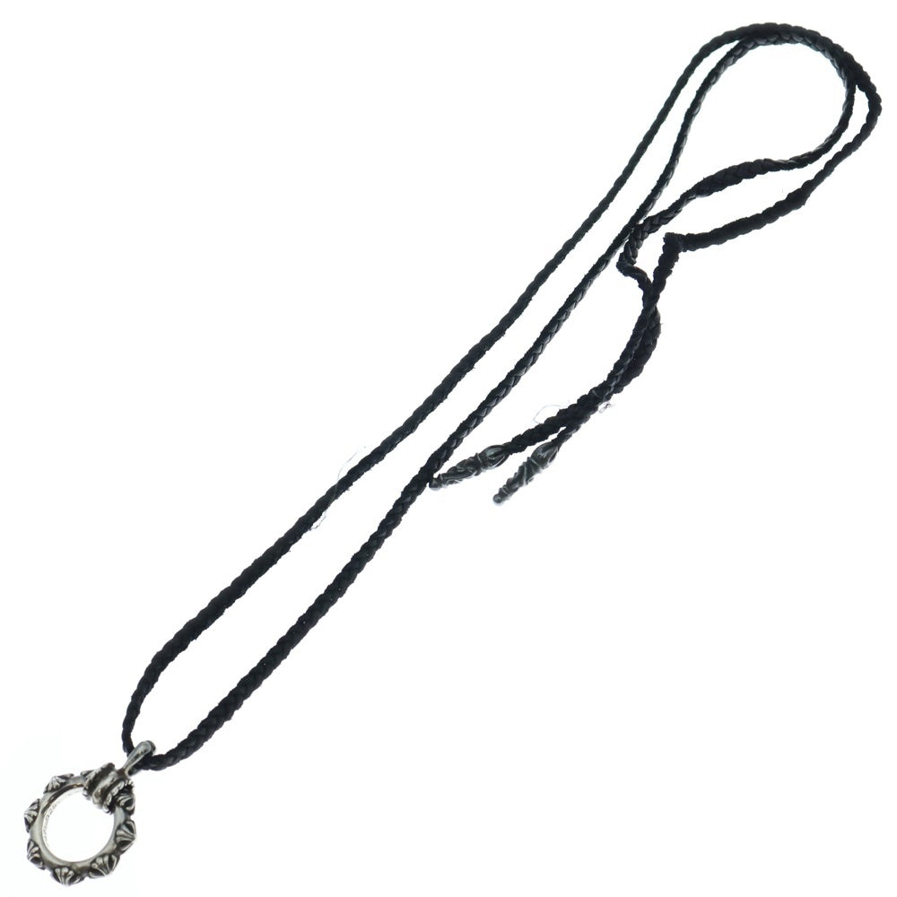 CHROME HEARTS(クロムハーツ) EWLP CROSS BAND アイウェアループ クロスバンド WITH レザーブレード ネックレストップ シルバー/ブラック