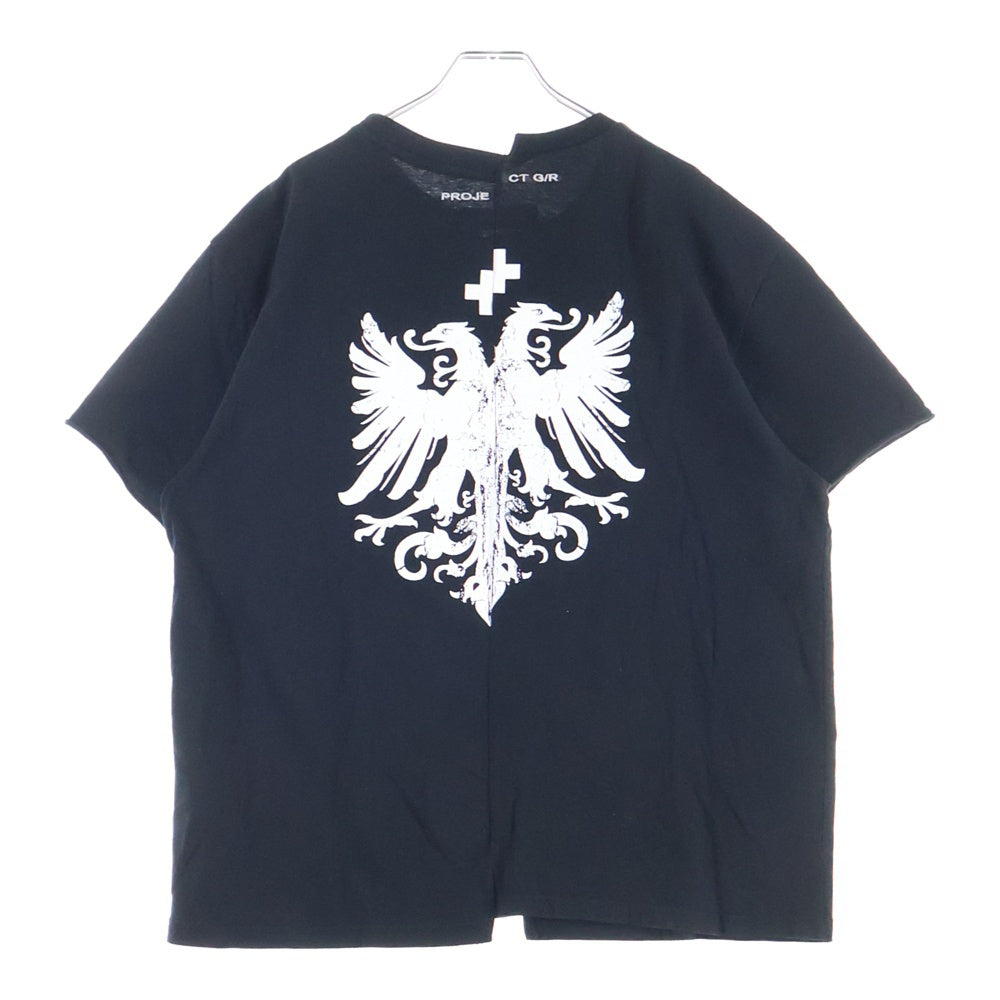 PROJECT G/R(プロジェクトジーアール) Tight Fit Split T-shirt プリント タイト フィット スピリッツ 半袖Tシャツ ブラック