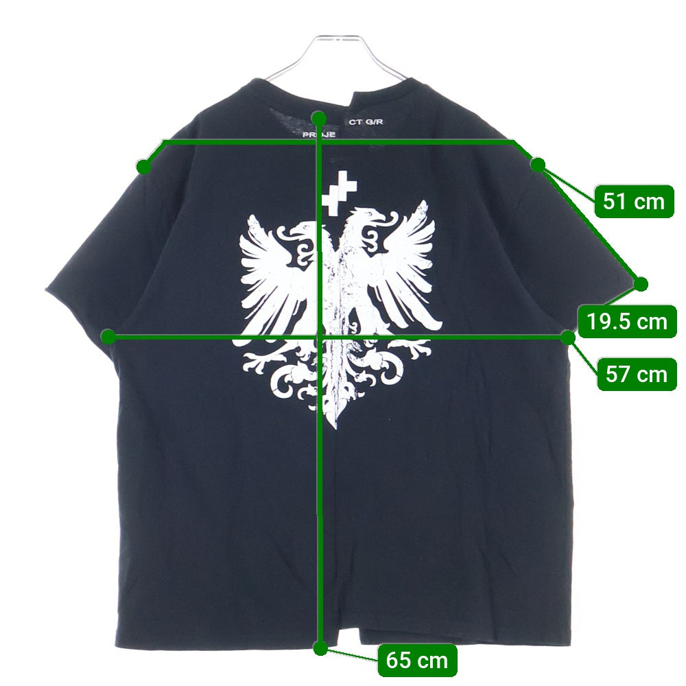 PROJECT G/R(プロジェクトジーアール) Tight Fit Split T-shirt プリント タイト フィット スピリッツ 半袖Tシャツ ブラック