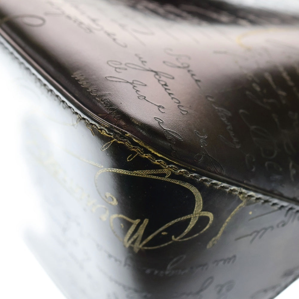 Berluti(ベルルッティ) カリグラフィー トゥジュールXS グラディアントディープブラック サンテミリオン ゴールデンパティーヌ レザー 2WAY ハンド ショルダーバッグ シルバー金具